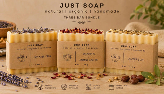 Sensitive Skin Trio: Lavender Calm, Sheariffic + Jojoba Love (3 Handmade Soap Bars)